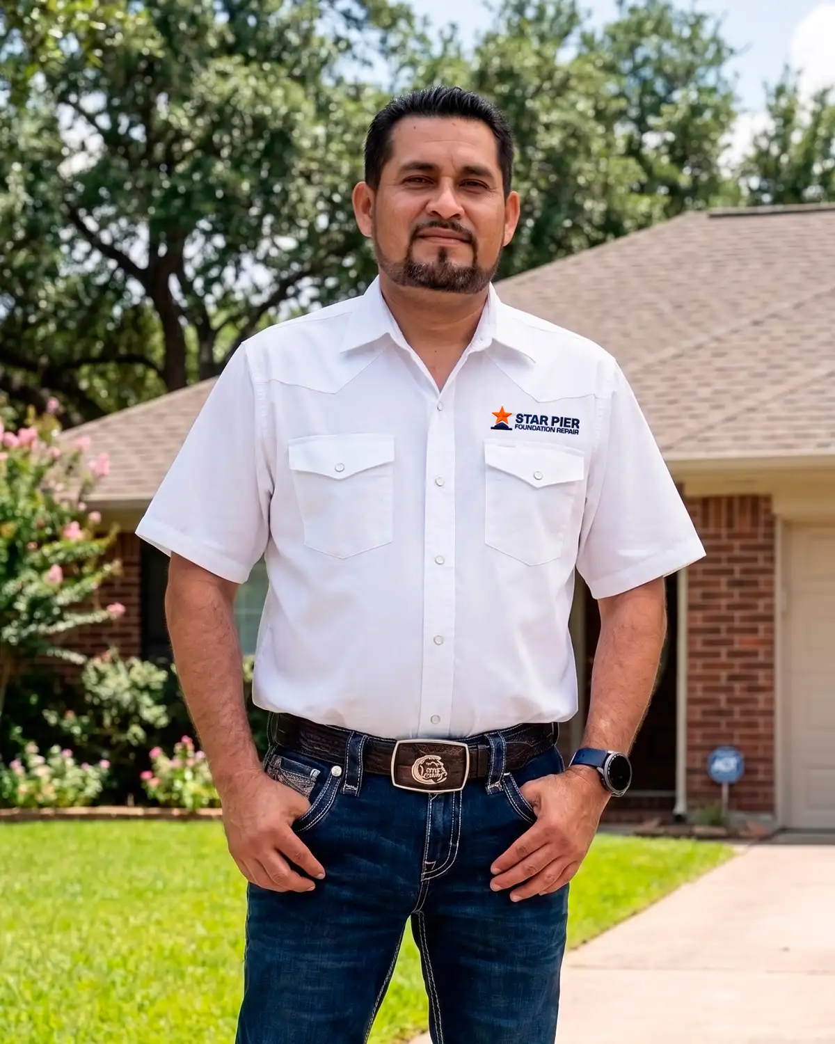 Star Pier Foundation Repair owner in front of a Houston home
